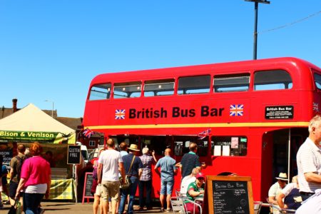 Artisan Cheese Fair, Melton Mowbray, summer, bus bar,