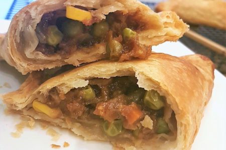 Sio Bao Pasty on a plate showing ther filling.