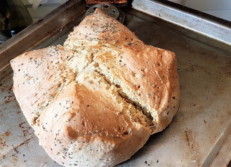 The soda bread is fresh from the oven.