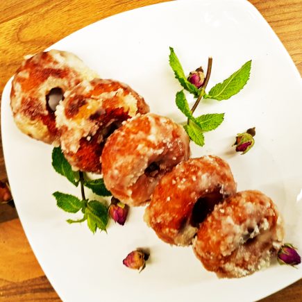 Sweet potato donuts served in a plate