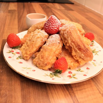 Sweet potato and banana fritters being served