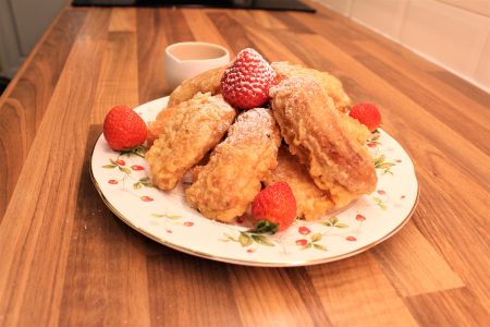 Sweet potato and banana fritters being served