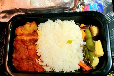 Chicken rendang meal served on board SIA. Is mine more tasty?