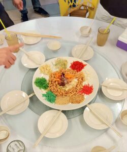 Yee Sang - New year salad with salmon. 