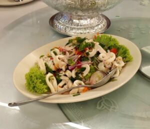Squid salad with tangy Thai dressing.