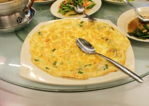 Thai spring onion omelette. Like a pancake.