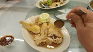 Steamed village Chicken, served with Thai style chilli dip.