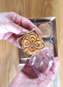Small moon cake in the package.
